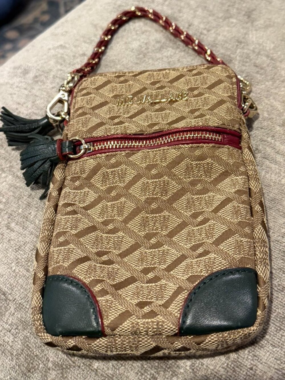 MZ WALLACE - Micro Crosby Bag - Brown Canvas with MZW print and leather accents